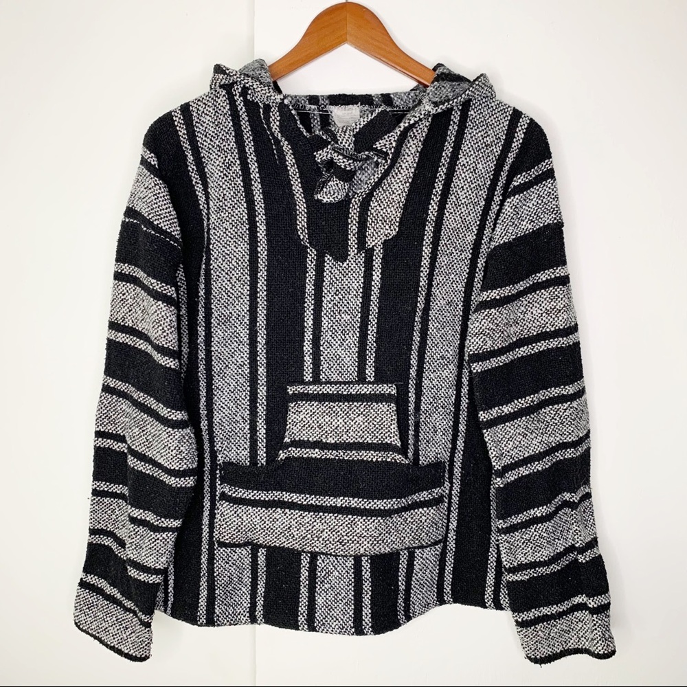 Authentic Mexican Poncho w/ Hood Unisex Sz M/L